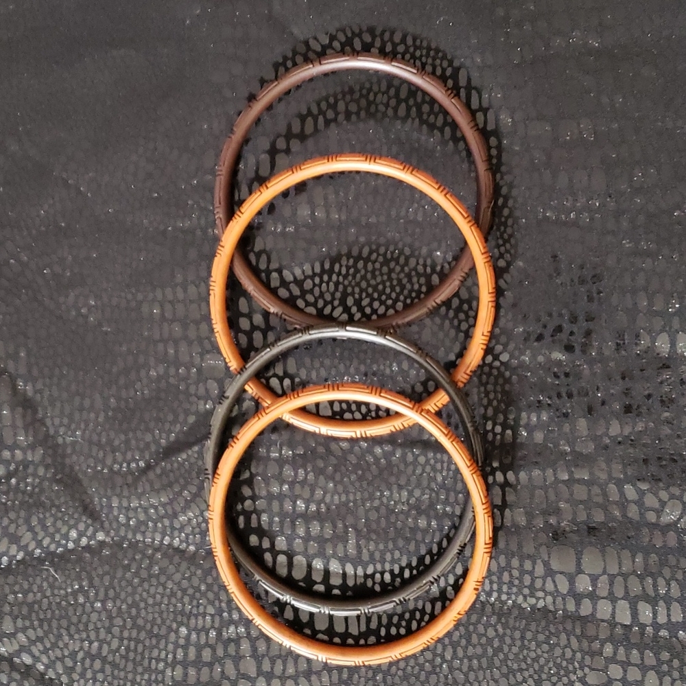Etched wood look bangles (4)
